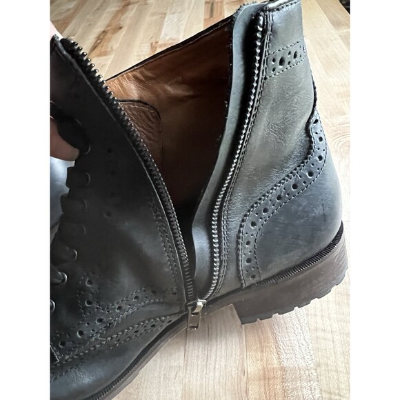 Blake McKay Men\'s Wingtip Brogue Ankle Boots Side Zip Black Leather 11, Unworn
